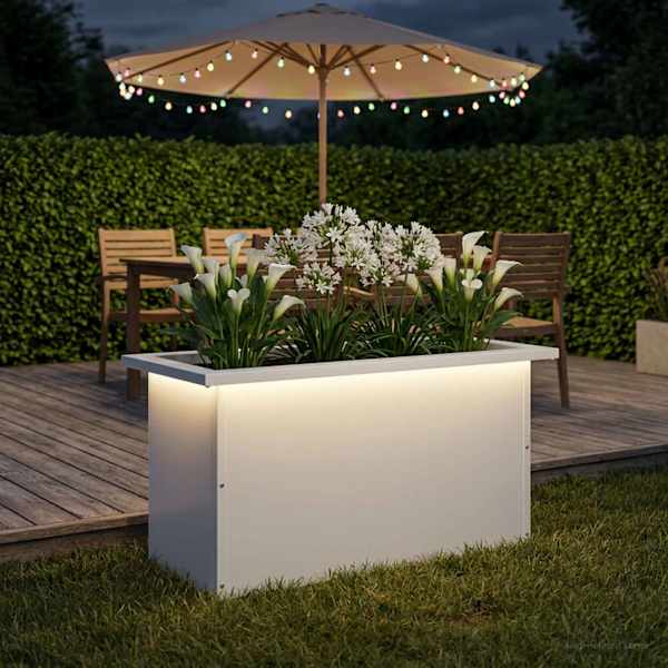 LED-valgustusega taimekast 30 × 60 × 30 cm, teras – valge