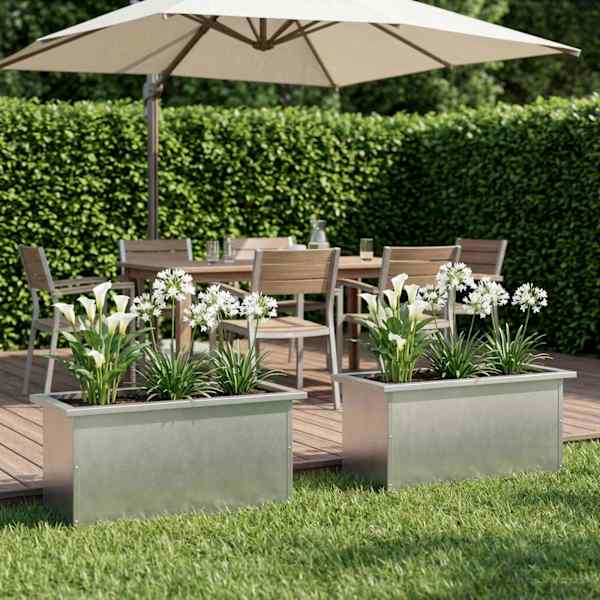 LED-valgustusega taimekast 30 × 60 × 30 cm, roostevaba teras – hõbedane – 2 tk