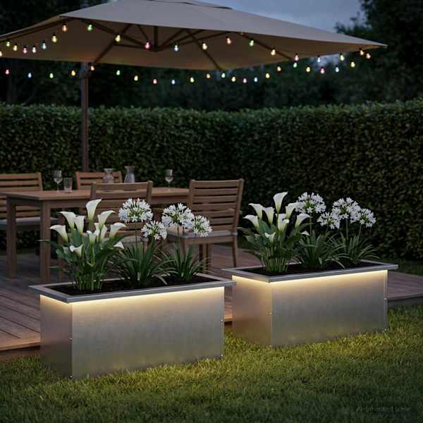 LED-valgustusega taimekast 30 × 60 × 30 cm, roostevaba teras – hõbedane – 2 tk