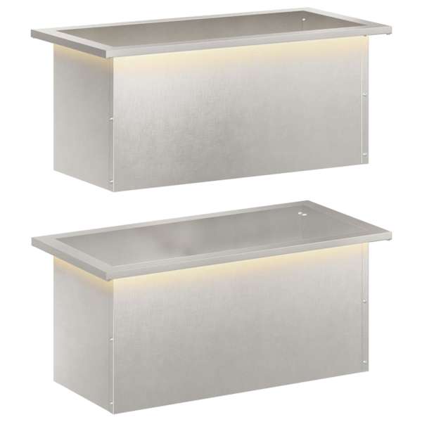 LED-valgustusega taimekast 30 × 60 × 30 cm, roostevaba teras – hõbedane – 2 tk