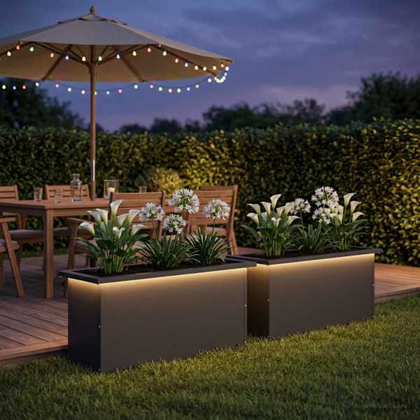 LED-valgustusega taimekast 30 × 80 × 30 cm, teras – must – 2 tk