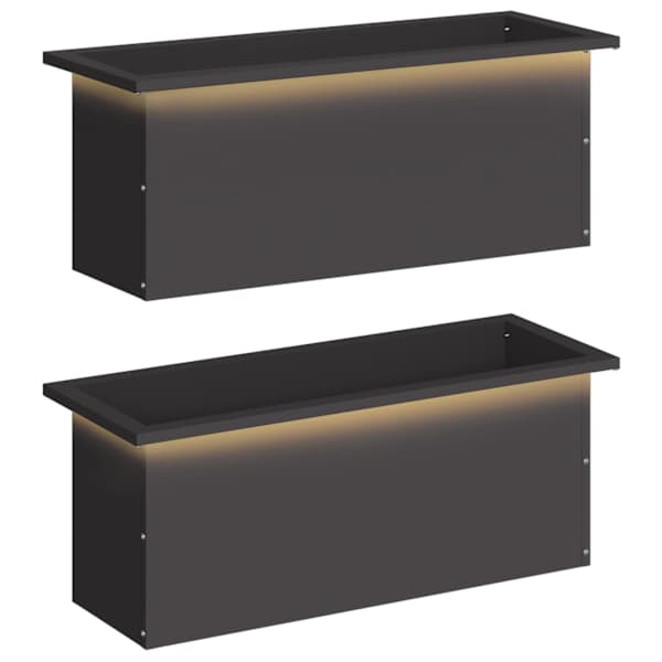 LED-valgustusega taimekast 30 × 80 × 30 cm, teras – must – 2 tk