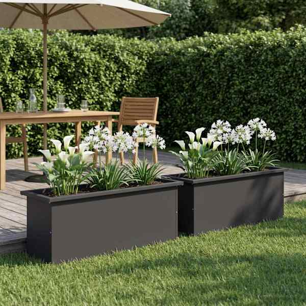 LED-valgustusega taimekast 30 × 100 × 30 cm, teras – must – 2 tk