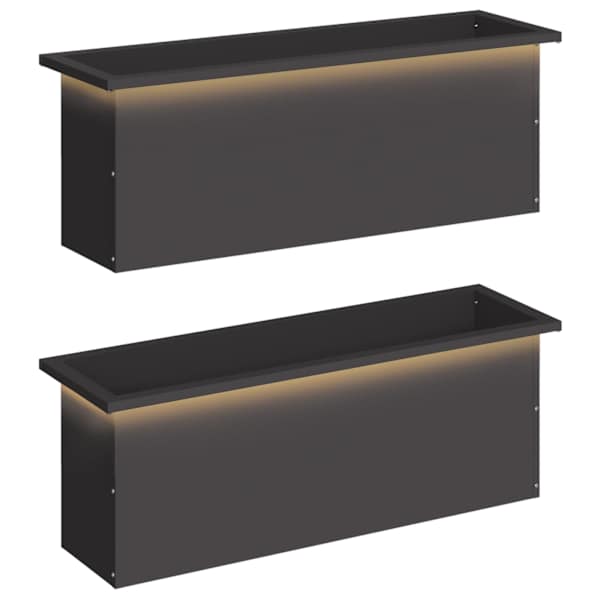 LED-valgustusega taimekast 30 × 100 × 30 cm, teras – must – 2 tk