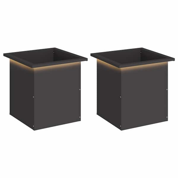 LED-valgustusega taimekast 40 × 40 × 40 cm, teras – must – 2 tk