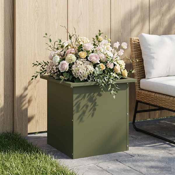 LED-valgustusega taimekast 40 × 40 × 40 cm, teras – oliiviroheline