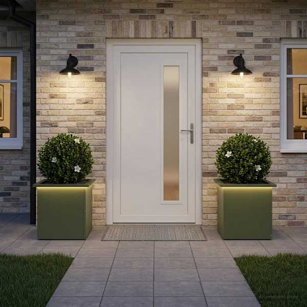 LED-valgustusega taimekast 40 × 40 × 40 cm, teras – oliiviroheline – 2 tk