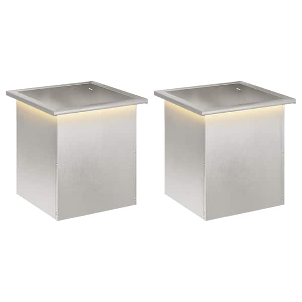 LED-valgustusega taimekast 40 × 40 × 40 cm, roostevaba teras – hõbedane – 2 tk