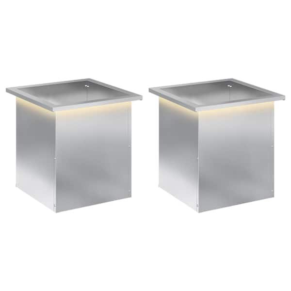 LED-valgustusega taimekast 40 × 40 × 40 cm, tsingitud teras – hõbedane – 2 tk