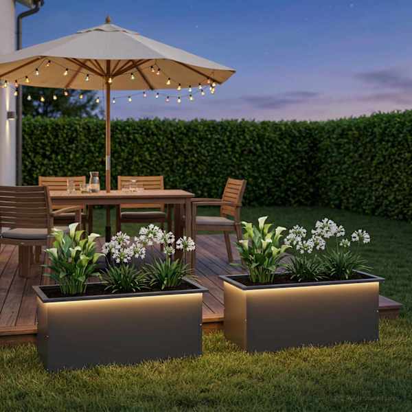 LED-valgustusega taimekast 40 × 80 × 40 cm, teras – must – 2 tk