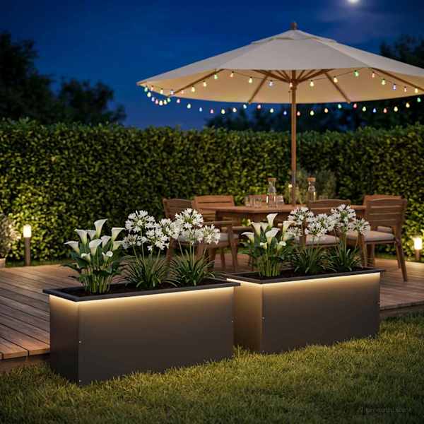 LED-valgustusega taimekast 40 × 100 × 40 cm, teras – must – 2 tk