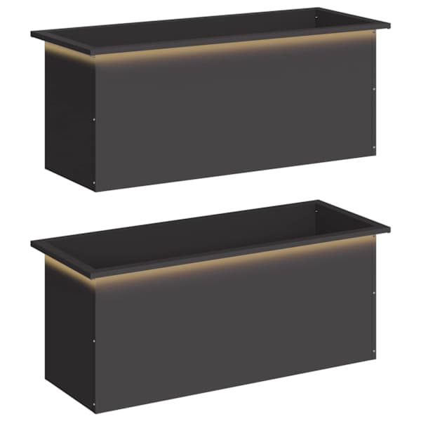 LED-valgustusega taimekast 40 × 100 × 40 cm, teras – must – 2 tk