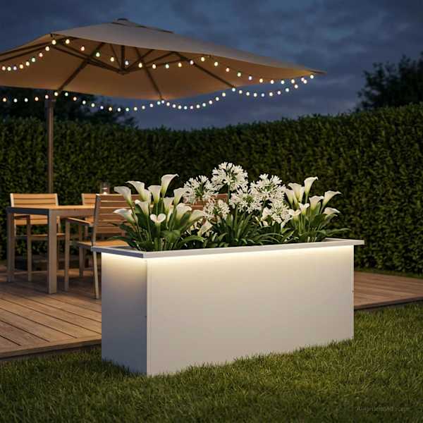 LED-valgustusega taimekast 40 × 100 × 40 cm, teras – valge
