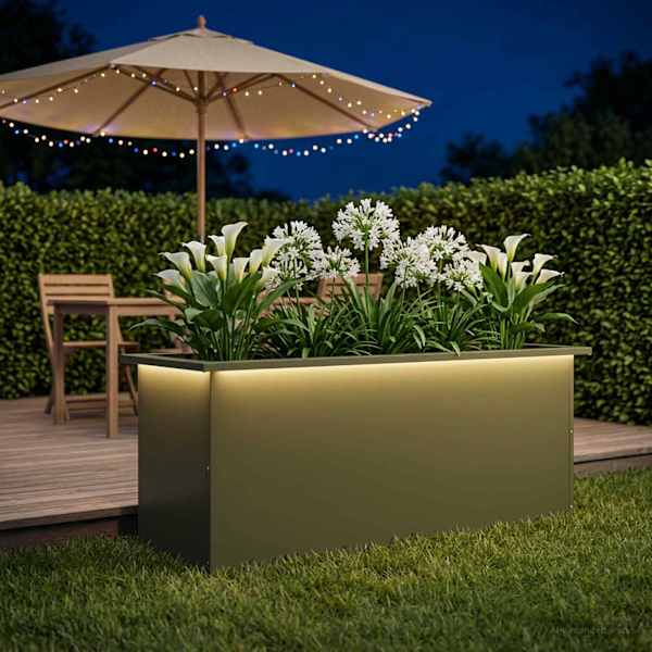 LED-valgustusega taimekast 40 × 100 × 40 cm, teras – oliiviroheline