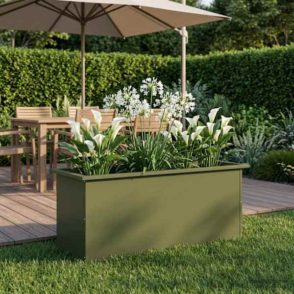 LED-valgustusega taimekast 40 × 100 × 40 cm, teras – oliiviroheline