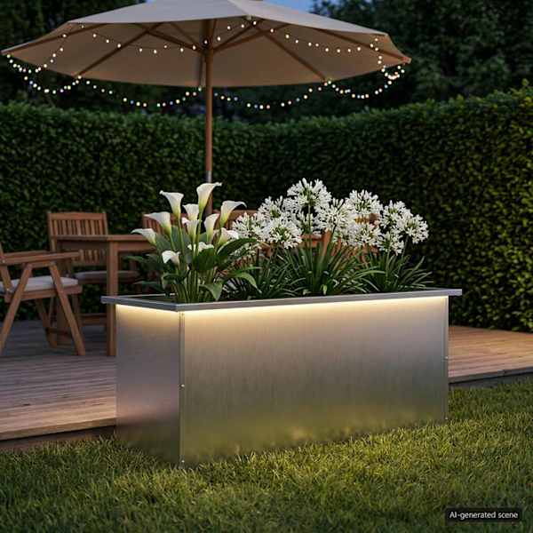LED-valgustusega taimekast 40 × 100 × 40 cm, roostevaba teras – hõbedane