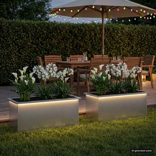 LED-valgustusega taimekast 40 × 100 × 40 cm, roostevaba teras – hõbedane – 2 tk