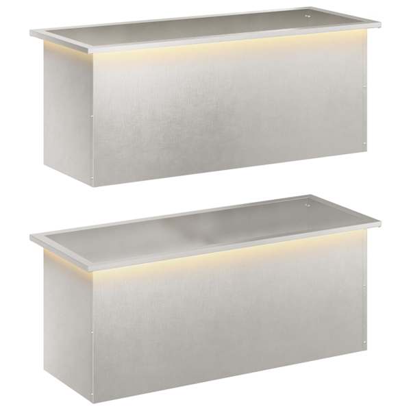 LED-valgustusega taimekast 40 × 100 × 40 cm, roostevaba teras – hõbedane – 2 tk