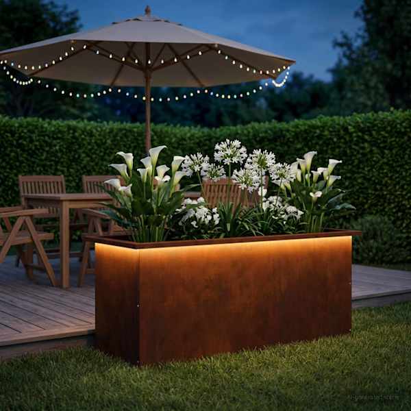 LED-valgustusega taimekast 40 × 100 × 40 cm, ilmastikukindel teras – roostekarva