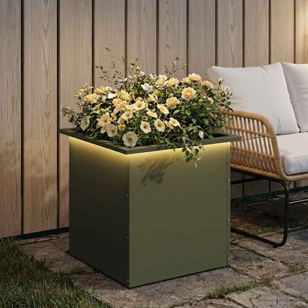 LED-valgustusega taimekast 50 × 50 × 48 cm, teras – oliiviroheline