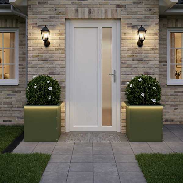 LED-valgustusega taimekast 50 × 50 × 48 cm, teras – oliiviroheline – 2 tk