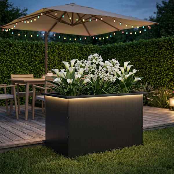 LED-valgustusega taimekast 50 × 80 × 48 cm, teras – must