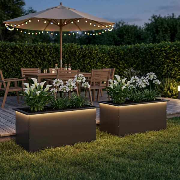 LED-valgustusega taimekast 50 × 80 × 48 cm, teras – must – 2 tk