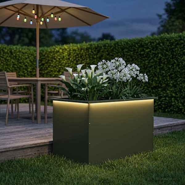 LED-valgustusega taimekast 50 × 80 × 48 cm, teras – oliiviroheline