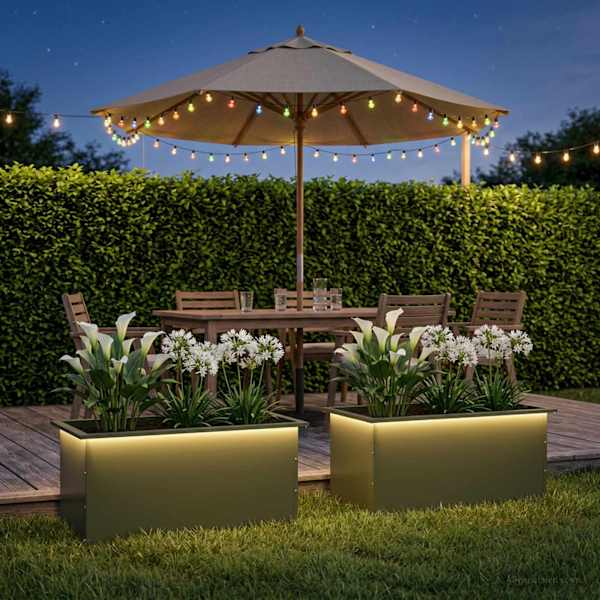 LED-valgustusega taimekast 50 × 80 × 48 cm, teras – oliiviroheline – 2 tk