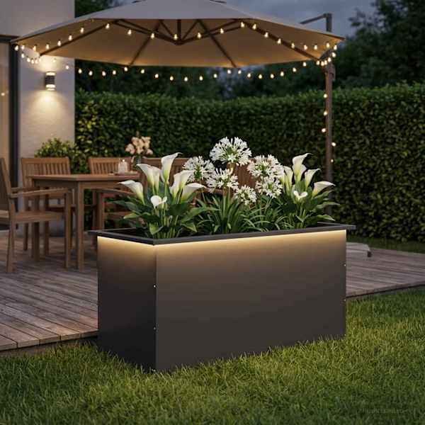 LED-valgustusega taimekast 50 × 100 × 48 cm, teras – must