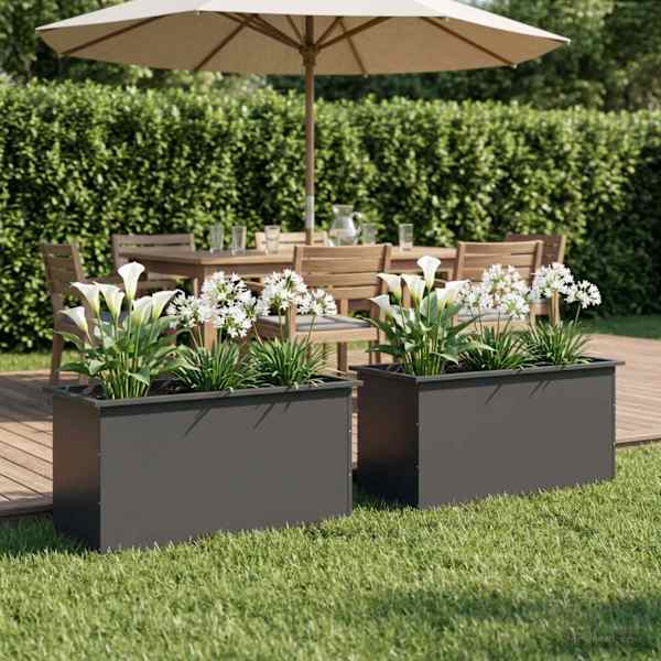 LED-valgustusega taimekast 50 × 100 × 48 cm, teras – must – 2 tk