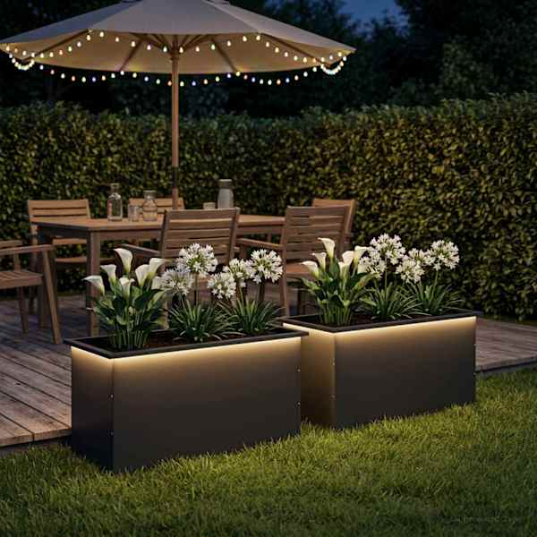 LED-valgustusega taimekast 50 × 100 × 48 cm, teras – must – 2 tk