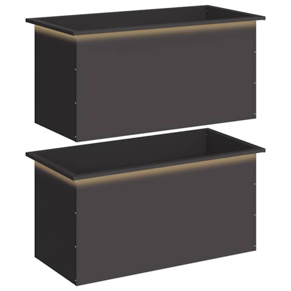 LED-valgustusega taimekast 50 × 100 × 48 cm, teras – must – 2 tk