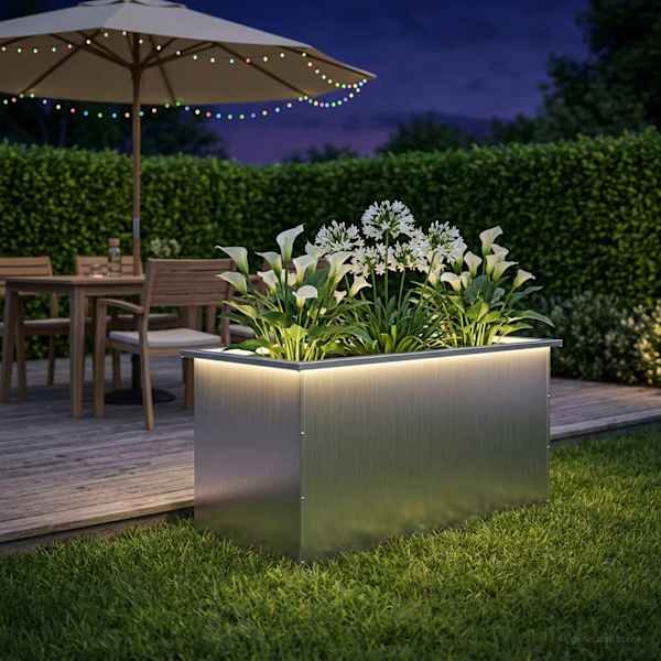 LED-valgustusega taimekast 50 × 100 × 48 cm, teras – valge