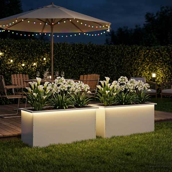LED-valgustusega taimekast 50 × 100 × 48 cm, teras – valge – 2 tk