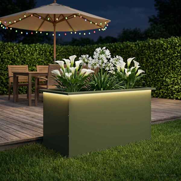 LED-valgustusega taimekast 50 × 100 × 48 cm, teras – oliiviroheline