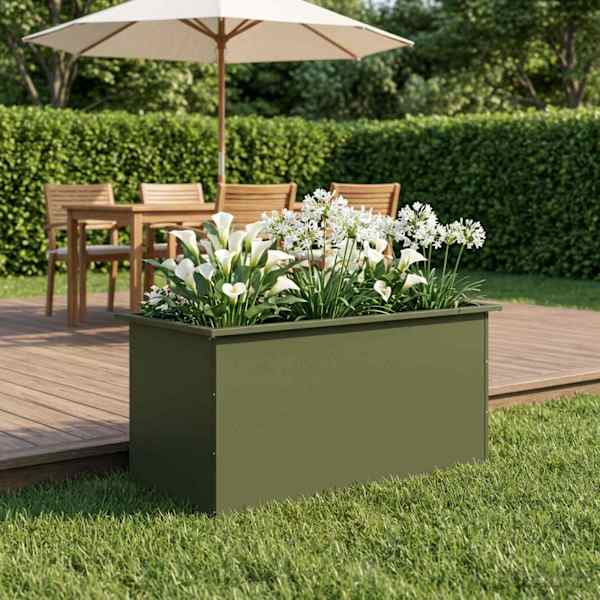 LED-valgustusega taimekast 50 × 100 × 48 cm, teras – oliiviroheline