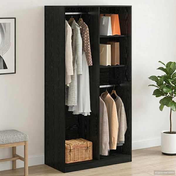 Garderoobikapp Must tamm 100 × 50 × 200 cm Tehispuit