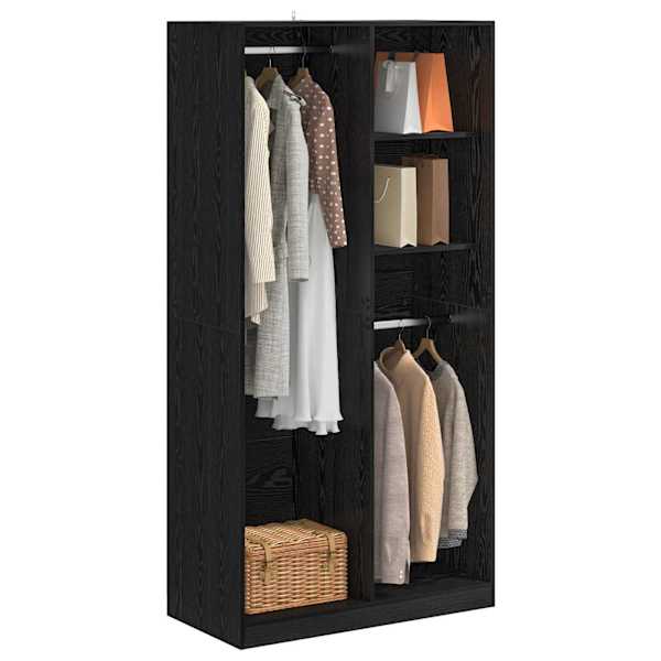 Garderoobikapp Must tamm 100 × 50 × 200 cm Tehispuit
