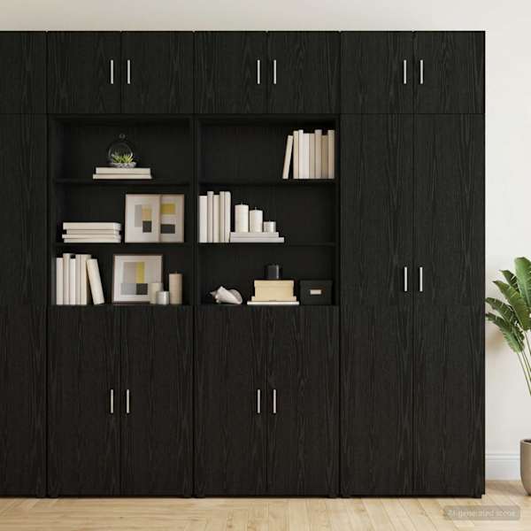 Säilituskapp riiulitega Must tamm 70 × 42,5 × 225 cm Tehispuit