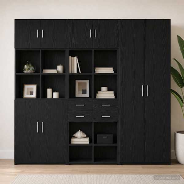 Säilituskapp riiulitega Must tamm 70 × 42,5 × 225 cm Tehispuit