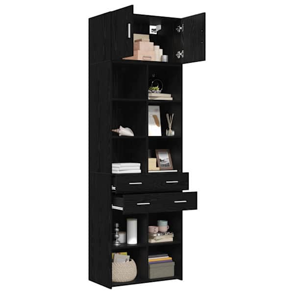 Säilituskapp riiulitega Must tamm 70 × 42,5 × 225 cm Tehispuit