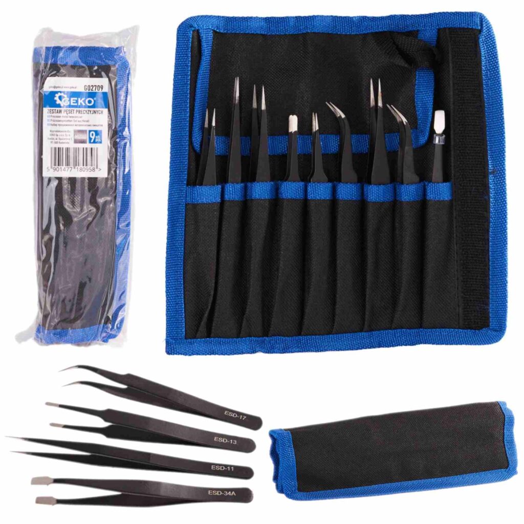 Täppismetallist pintsettide komplekt, 9 tk