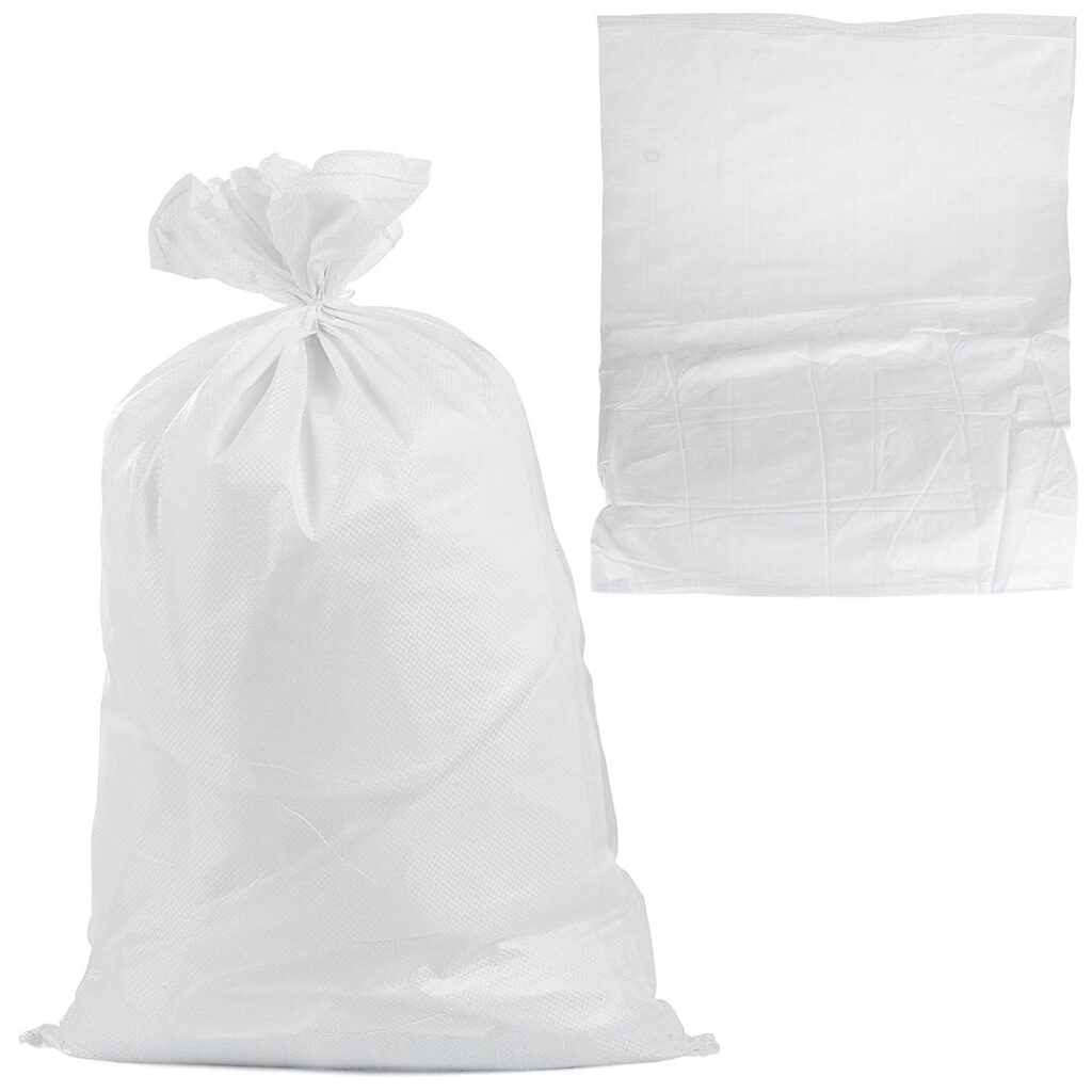 Kootud polüpropüleenist kott 80x125 cm, 80 kg / Valge – Pakk 100 tk
