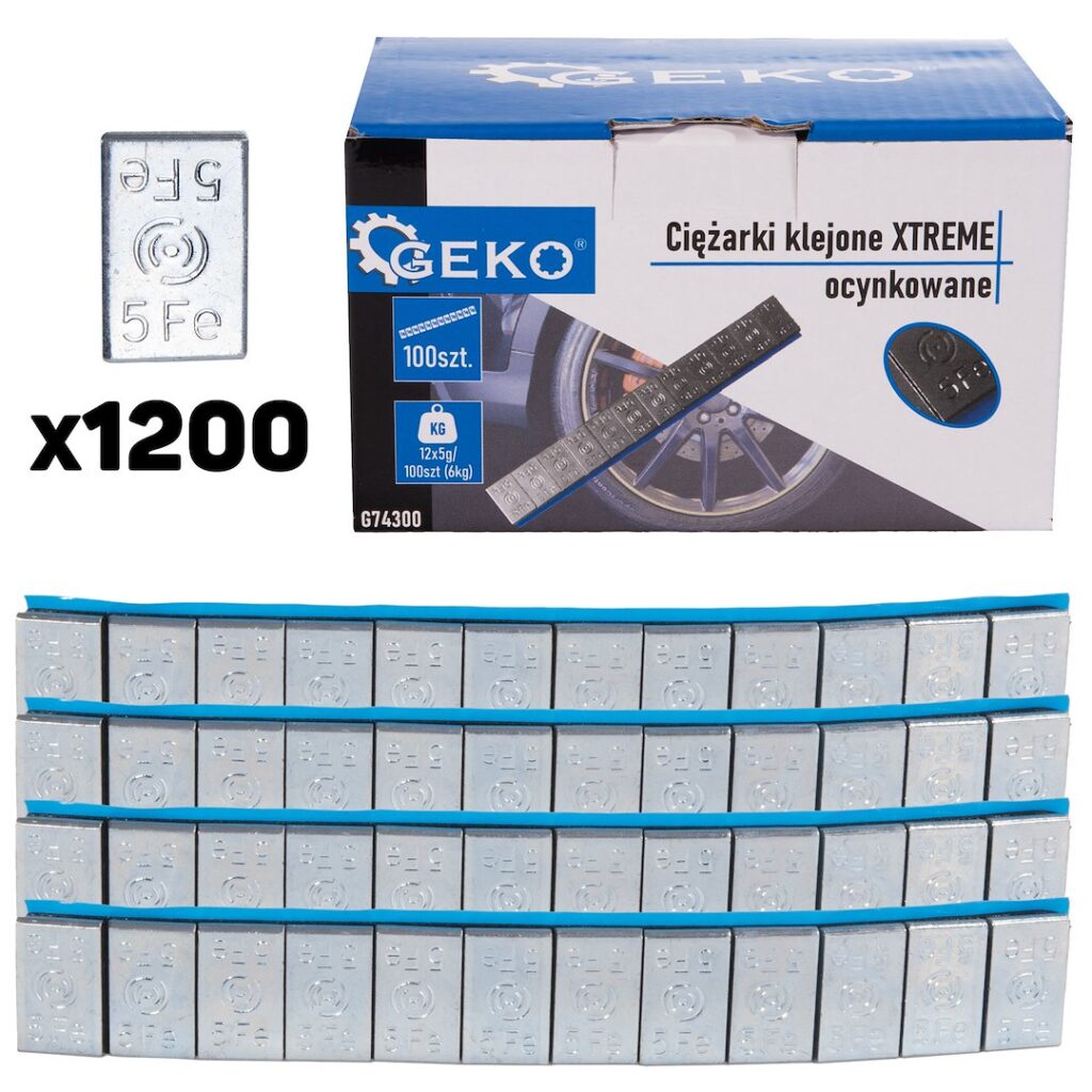 GEKO XTREME tsingitud isekleepuvad rattaraskusribad 100 × 12 × 5 g 6 kg G74300
