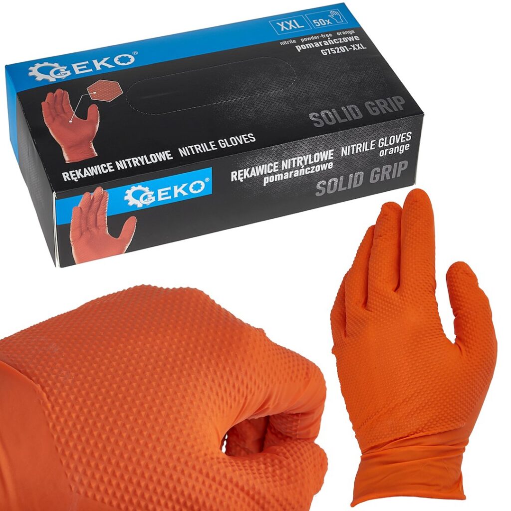 Nitriilkindad SOLID GRIP 50 tk suurus XXL, oranž
