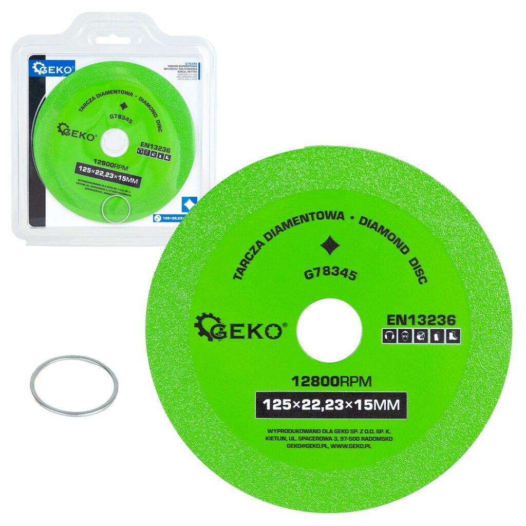 Teemantlõike- ja lihvketas klaasile ja plaatidele 125 x 22.23 x 15 mm – 2 tk komplekt