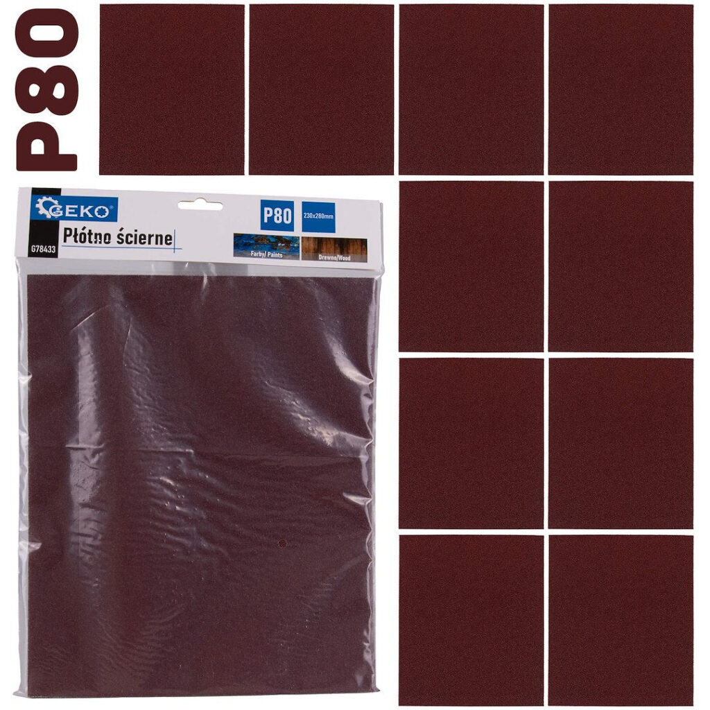 Abrasiivriidest leht 230 x 280 mm P80 – 10 tk pakis