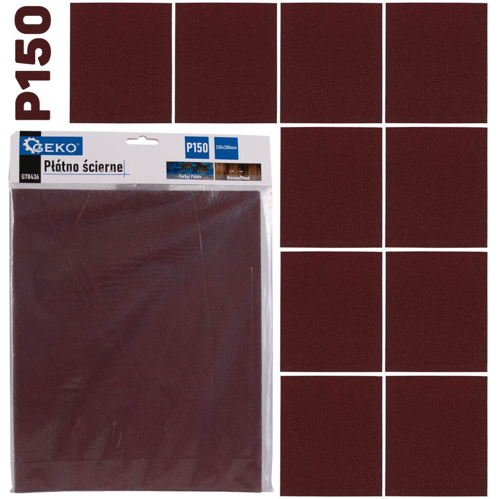 Abrasiivriidest leht 230 x 280 mm, P150 – 10 tk pakk