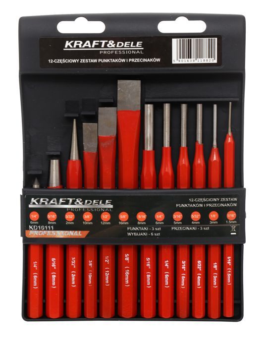 Kärnerite, meislite ja löögitornide komplekt, 12 tk KD10111
